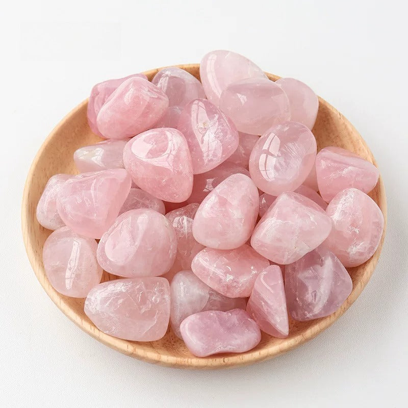 Natural tumbled crystals with smooth finish and varied mineral colors