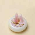 Natural rose quartz tower with jade bowl luxury crystal energy decor for home and gifts