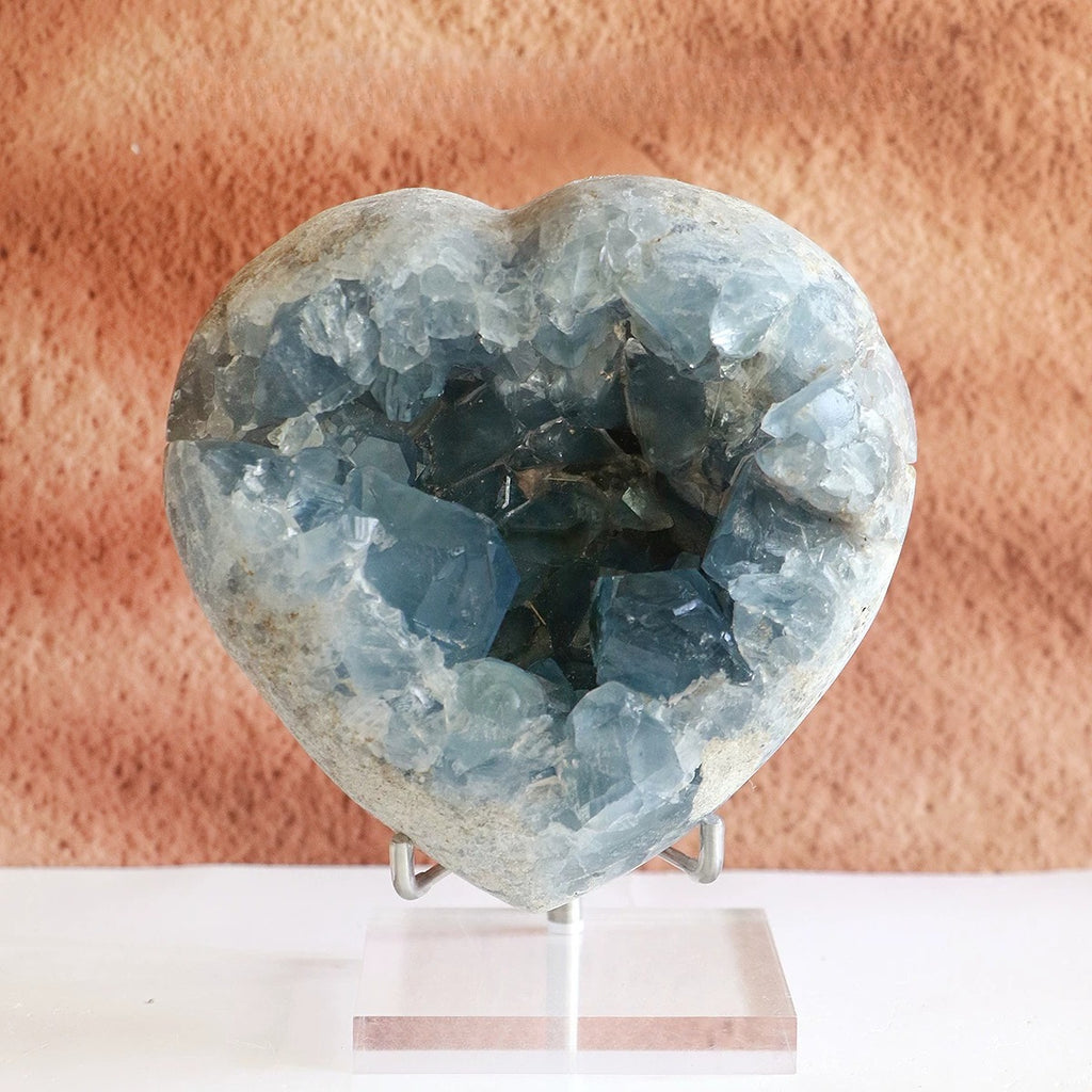 Natural celestite crystal cluster raw blue geode specimen from Madagascar - large size