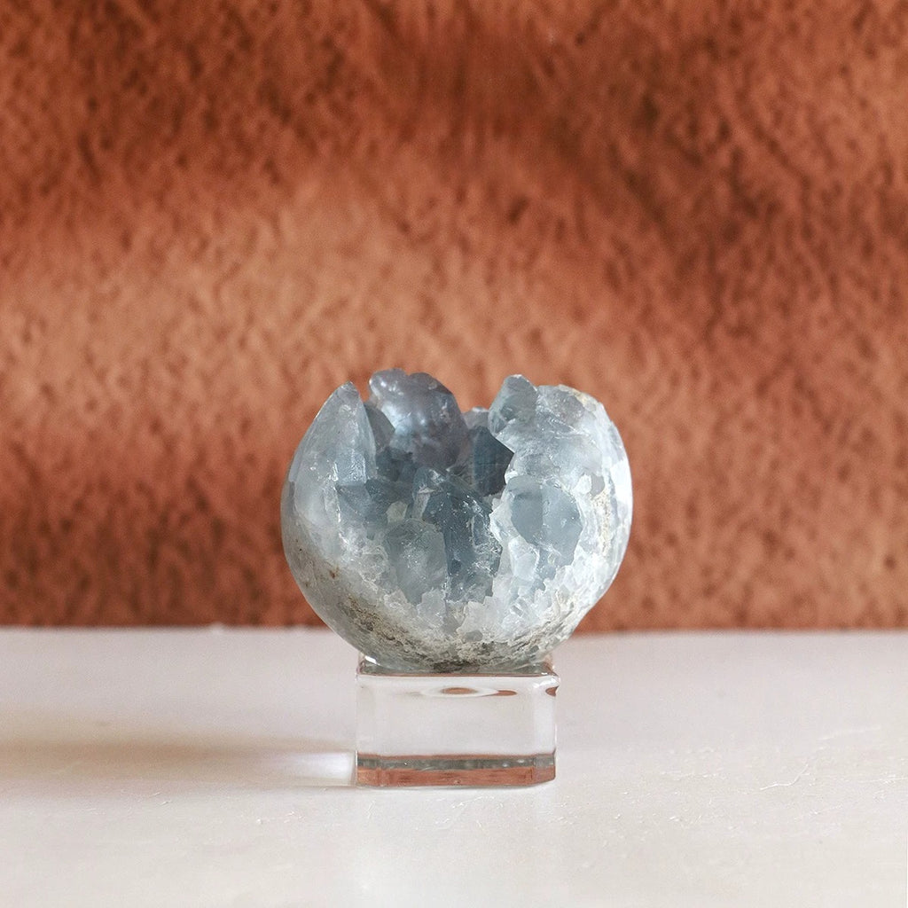 Natural blue celestite crystal cluster mineral specimen unique couple gift office decor