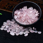 Natural star rose quartz chips available in 100g and 500g packs with multiple sizes