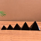 Black obsidian crystal pyramid for feng shui entryway shop desk and car display