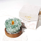 Green phantom quartz specimen with glass dome display option for protected decor