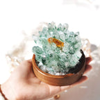 Green phantom quartz crystal display for living room shelf meditation and prosperity intentions