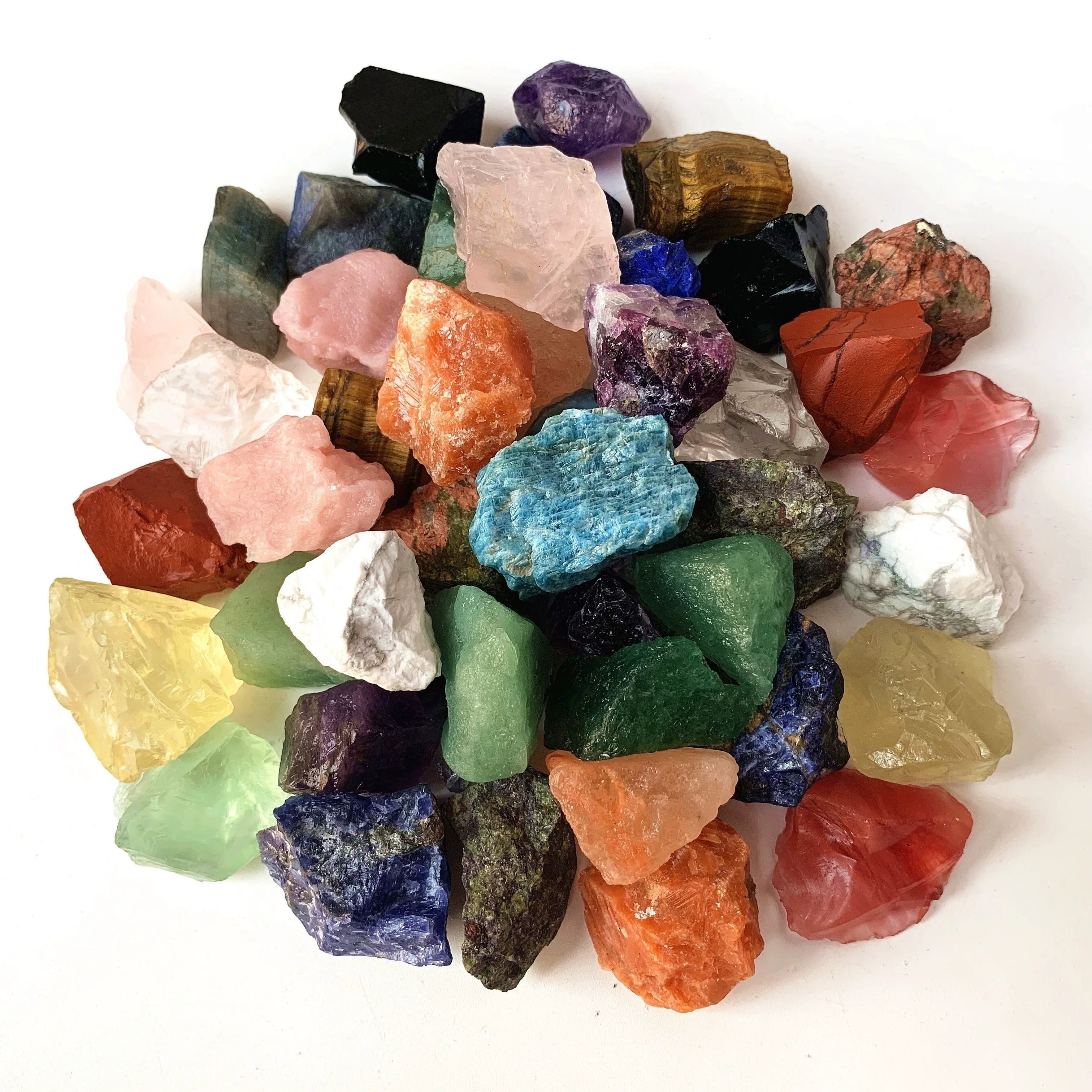 Colorful natural mixed crystals for home decor plant styling and mineral collections