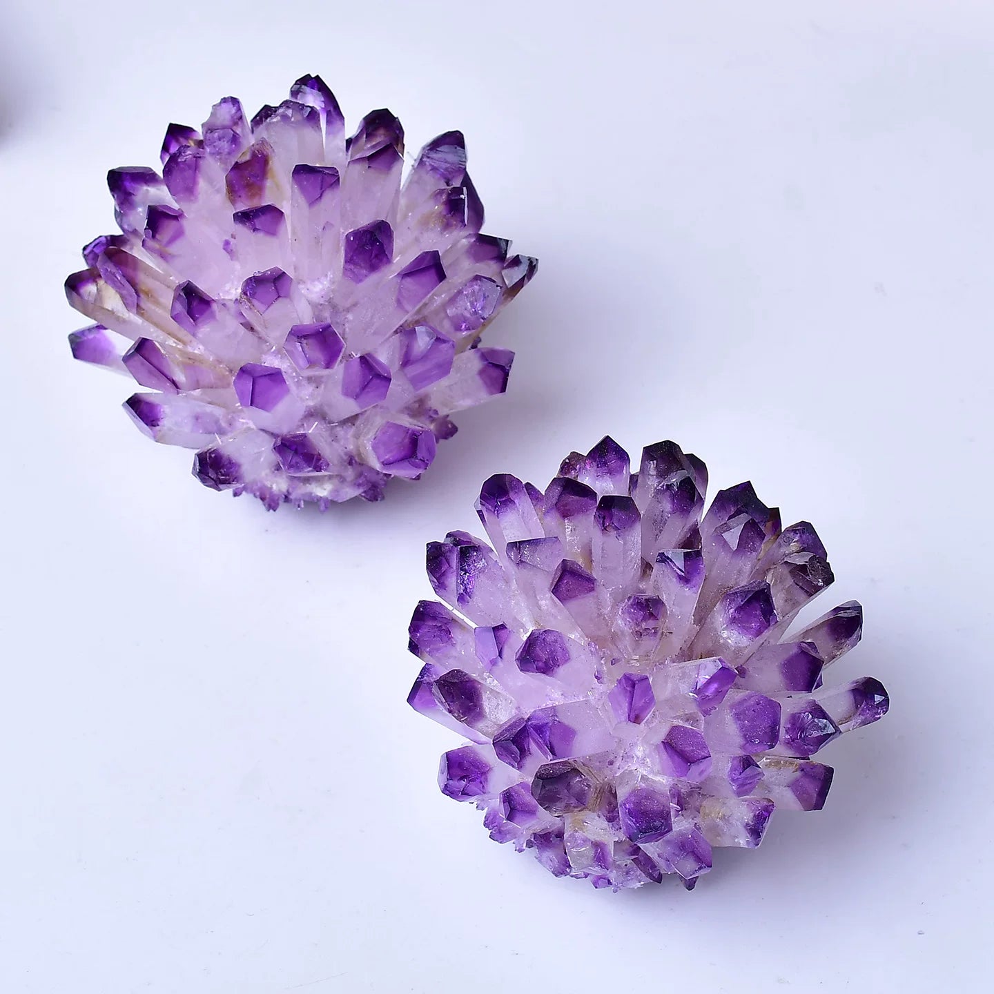 Raw purple amethyst geode specimen sparkling crystal points for office desk display