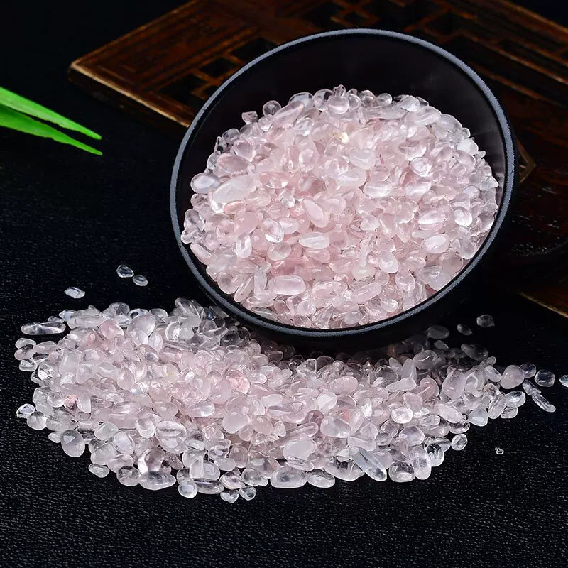 Polished rose quartz chips for plant decor terrariums crafts and bracelet cleansing bowls