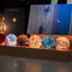 Rainbow glass desktop ornament with polished sphere and elegant display stand