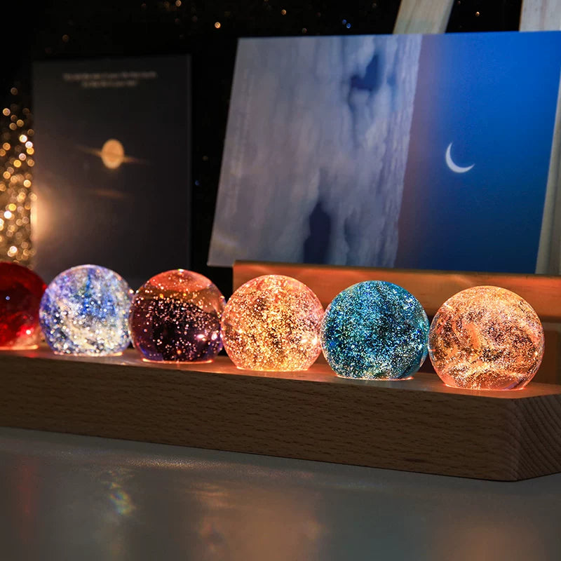 Rainbow glass crystal ball gift set with stand and gift box for desktop decor