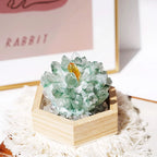Natural green phantom quartz crystal cluster display wealth energy decor for office and home