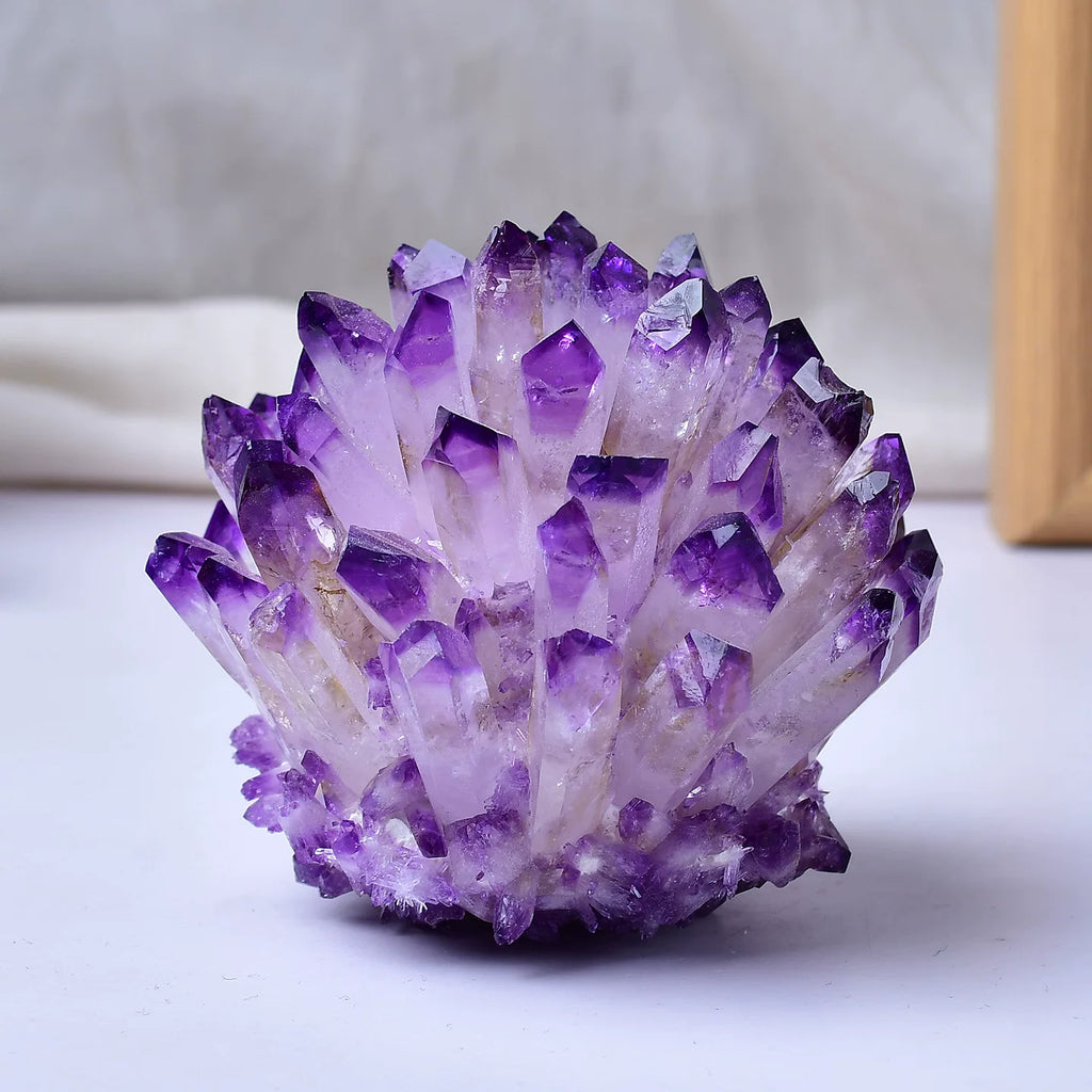 Amethyst crystal cleansing gift set option with peridot stones and display stand