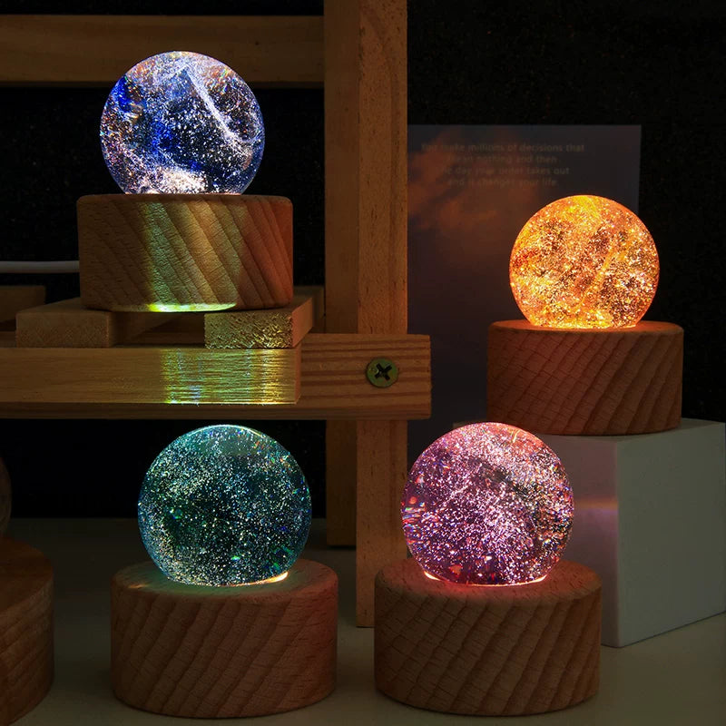 Decorative rainbow glass ball with stand for home shelf desk and living room styling