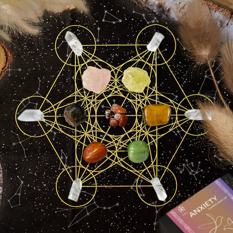 Natural crystal gift set 6 piece yoga meditation stones for emotional balance