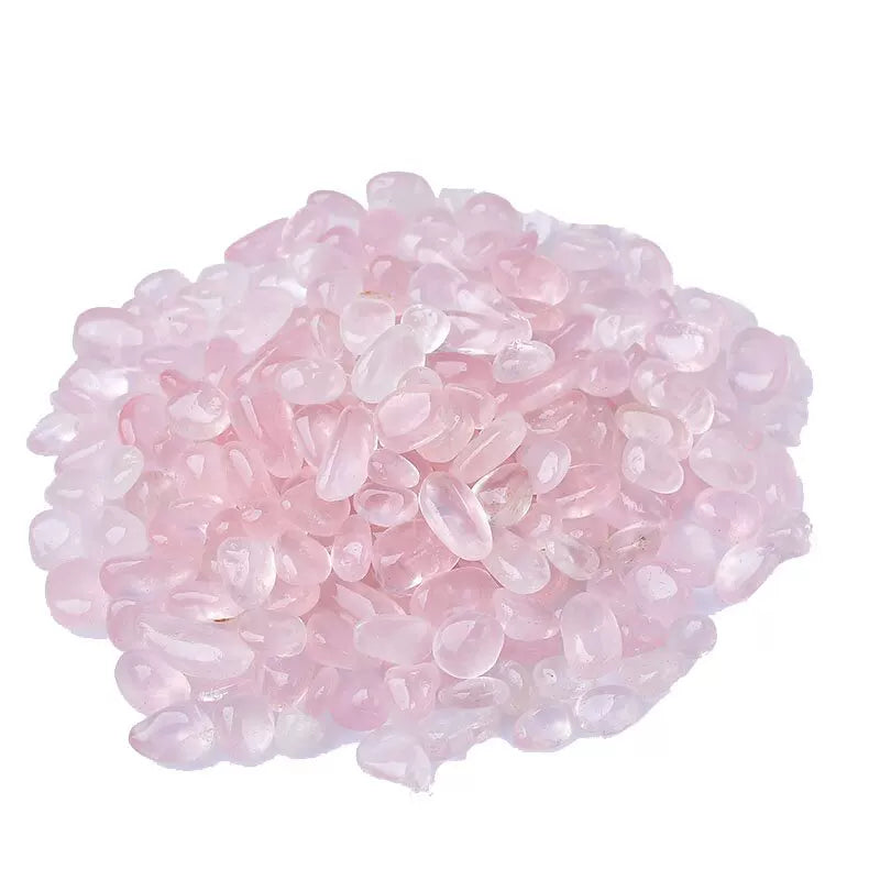 Rose quartz crystal gravel for aquarium style decor vase filler meditation and collecting