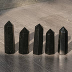Large black tourmaline six sided crystal point for reiki meditation and altar display