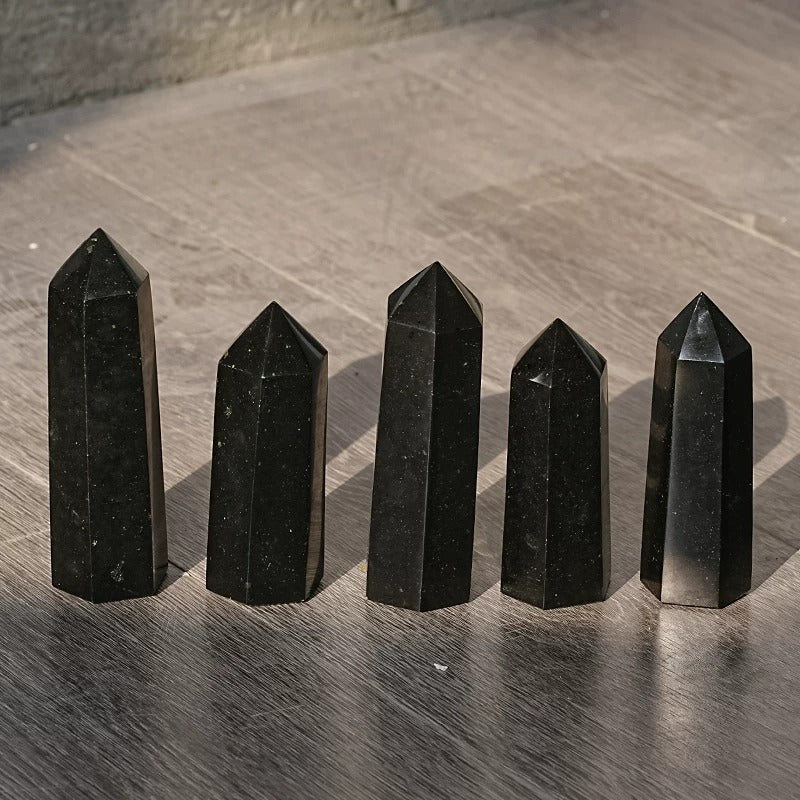 Large black tourmaline six sided crystal point for reiki meditation and altar display