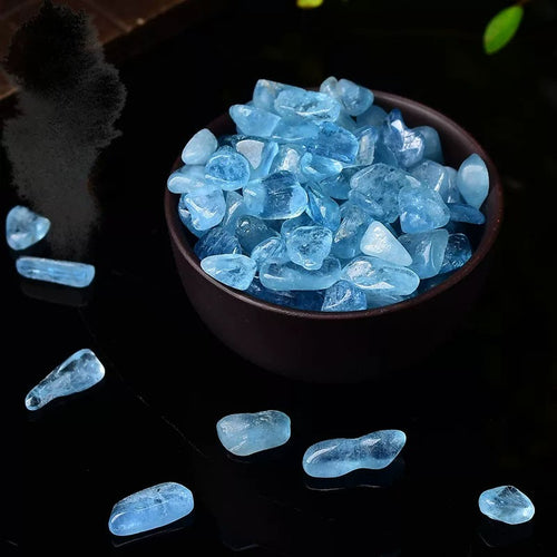 Natural aquamarine crystal gravel blue stone chips for plant decor crafts and energy work
